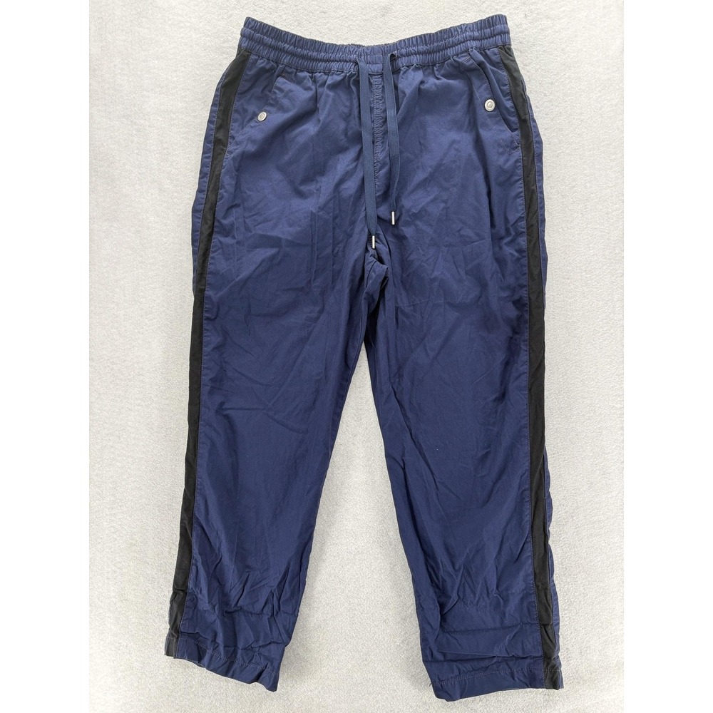 Maeve Anthropologie Tenley Twill Track Pants Womens XL Blue Side Stripe Gym Yoga
